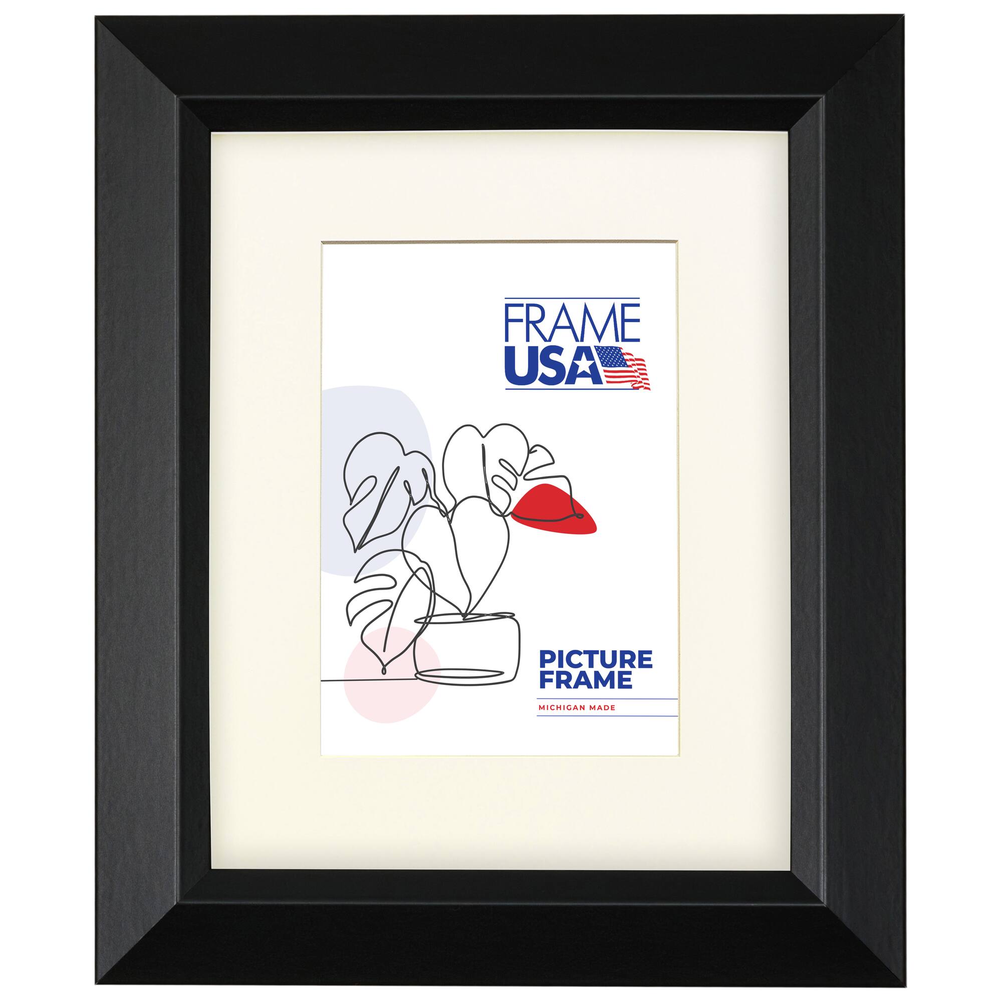 Frame USA Black Series Narrow Black Single Image Picture Frame with Mat